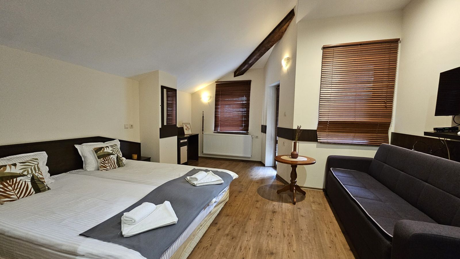 A room under the roof, with a sloping ceiling