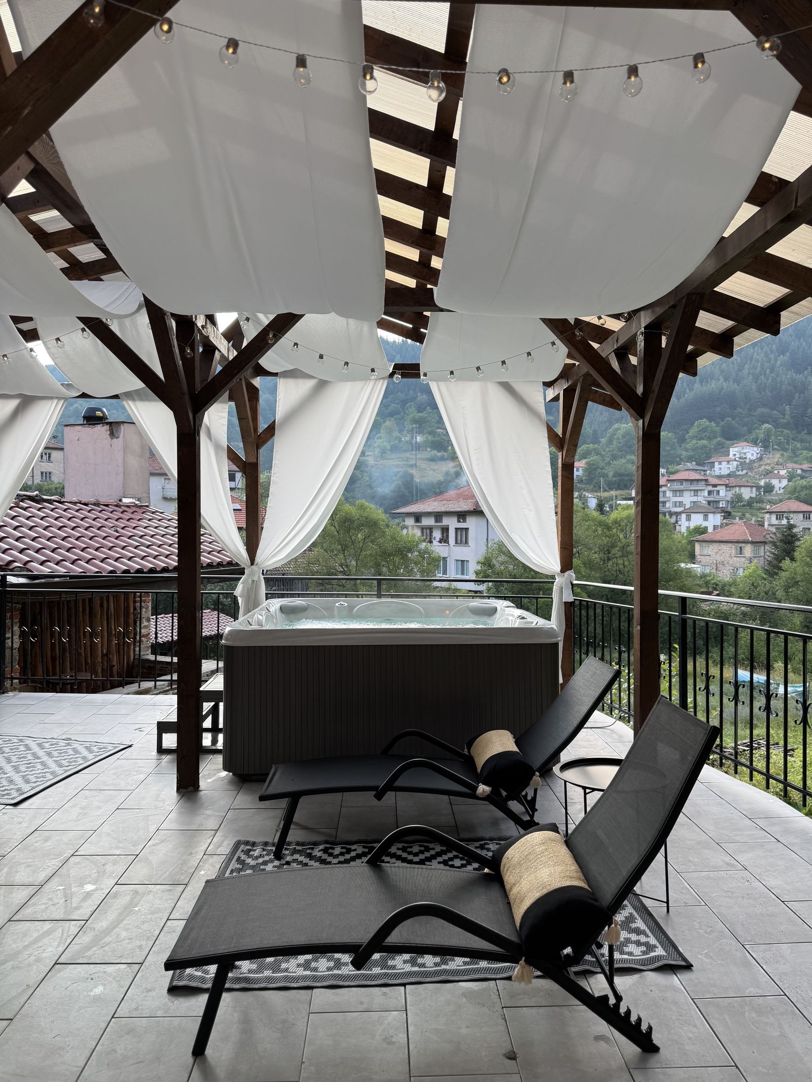 The view of the peaks from the spa